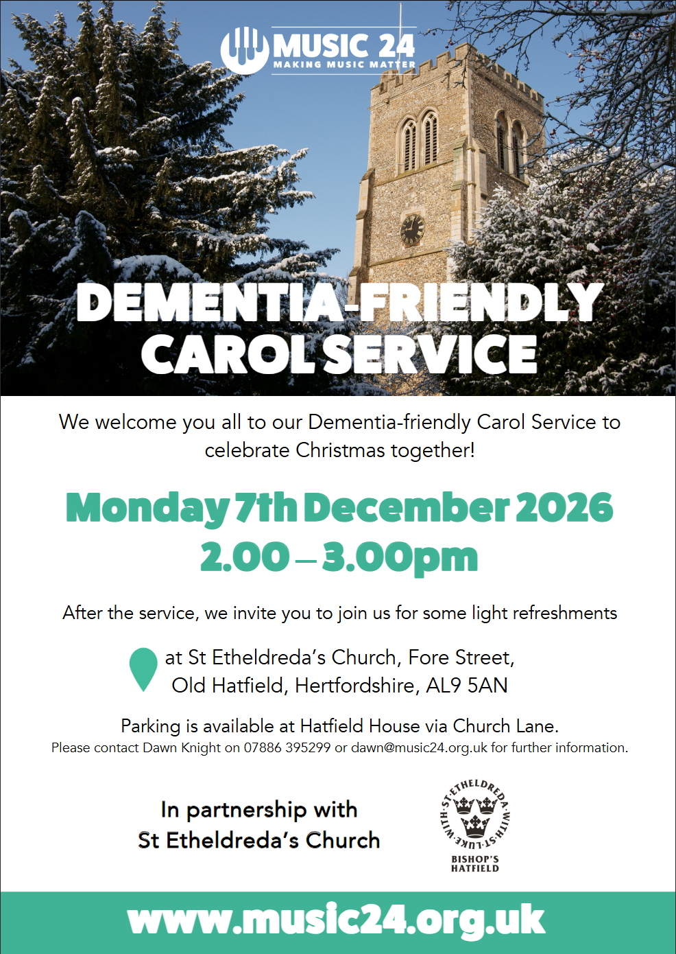 Dementia-friendly Carol Service event poster